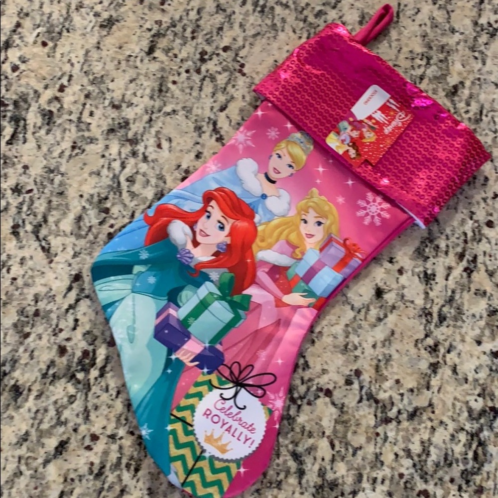 Disney Princess Graphic Print Sequin 16" Christmas Stocking NWT